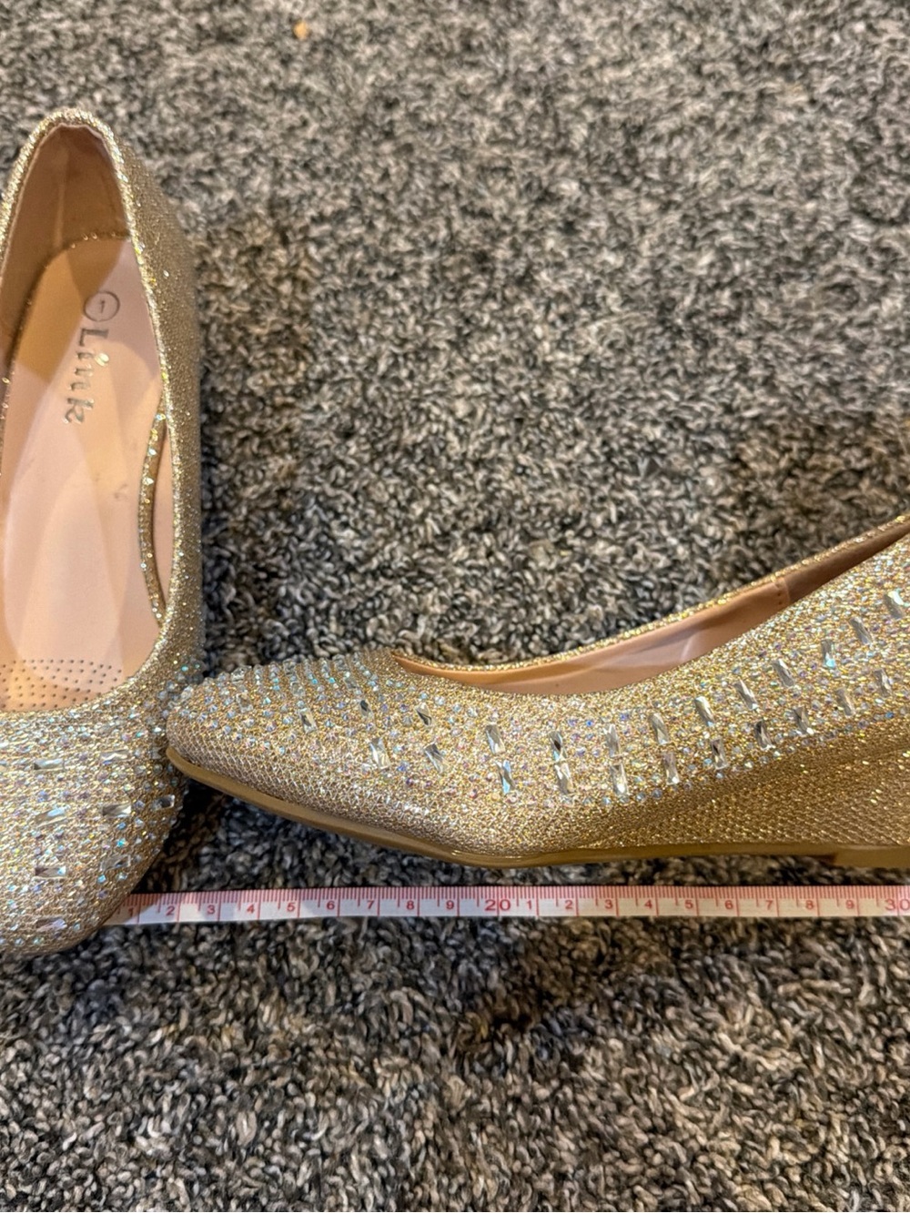 Link Kids Gold Glitter Rhinestone Dress Shoes